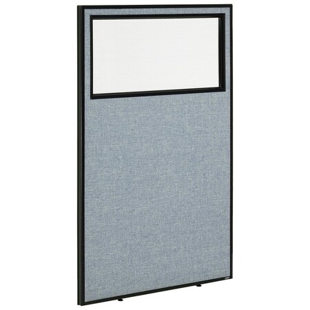 Global Industrial 36-1/4W x 60H Office Partition Panel with Partial Window, Blue 694659WBL